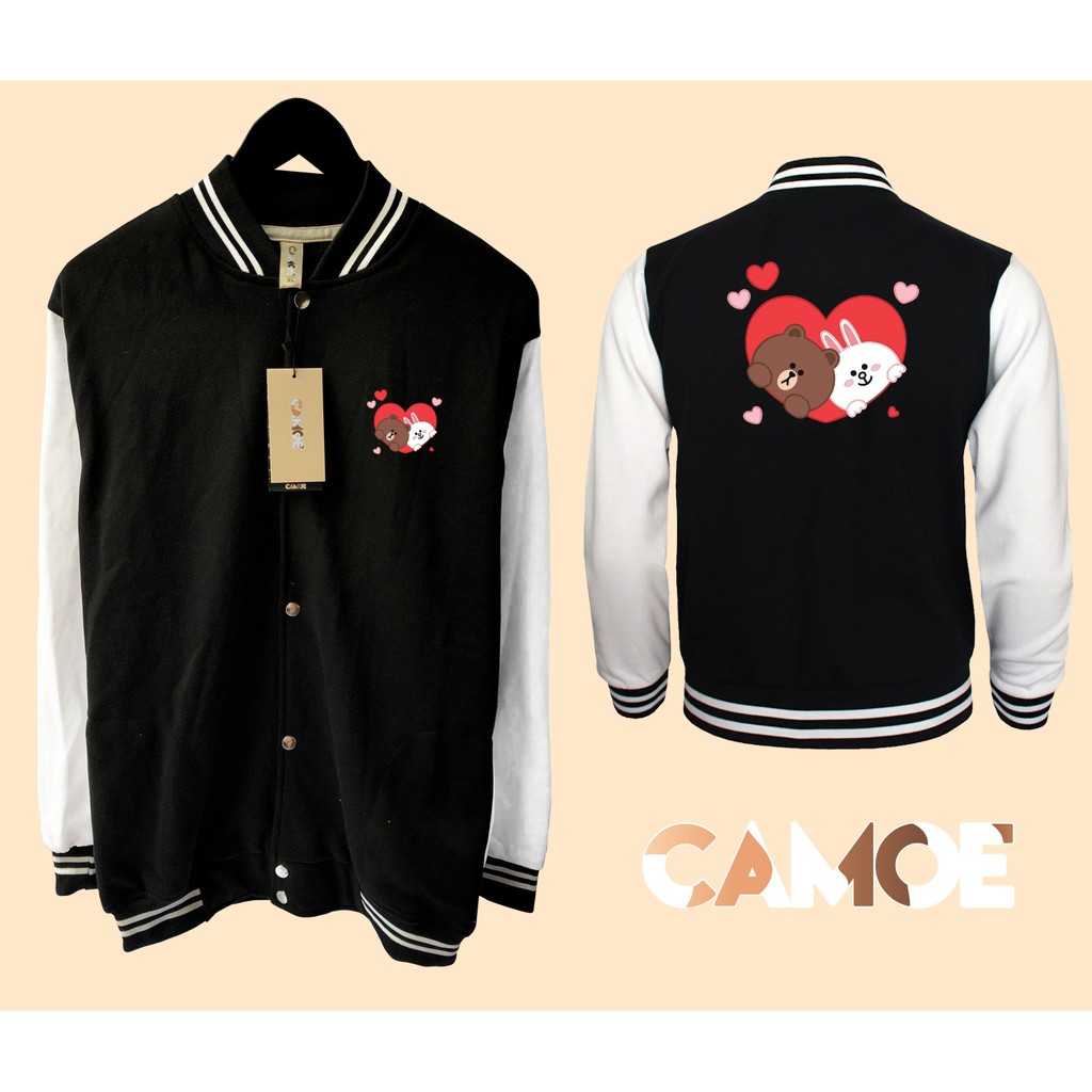 Jaket Varsity baseball premium Cony Love Brown Heart