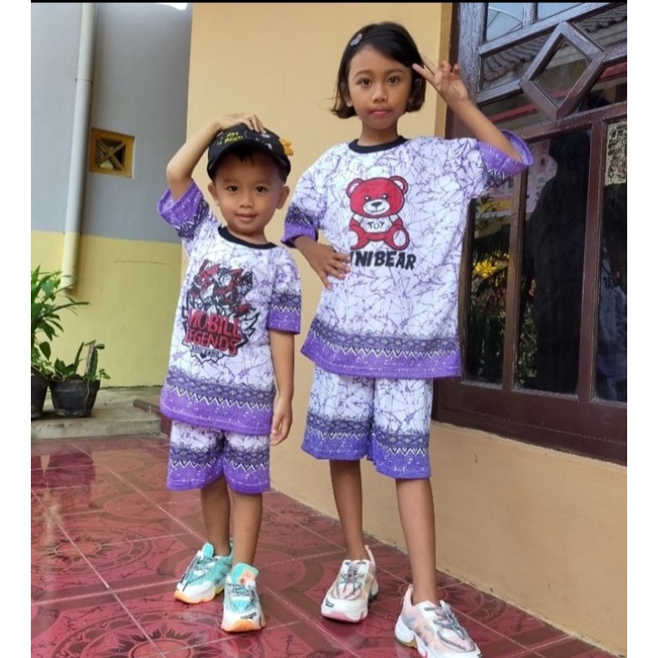 SETELAN ANAK KAOS BATIK MURAH(BISA COD)(FULL PRiN BERGAMBAR) BATIK / SETELAN KAOS MURAH