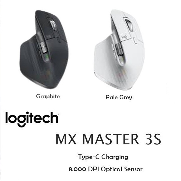 Logitech MX Master 3S Performance Mouse Wireless Bluetooth Quiet Click