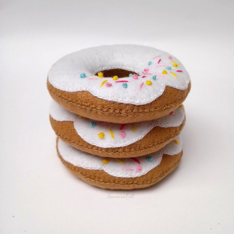 Donat Flanel Mainan Edukasi Anak Replika Makanan (Vanilla Season)