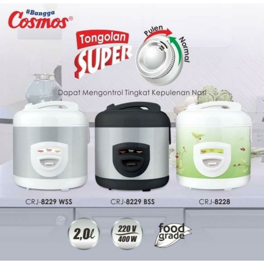 Rice Cooker Cosmos CRJ 8229 2 Liter + Tongolan Magic Com Cosmos 8229 Penanak Nasi Cosmos CRJ-8229