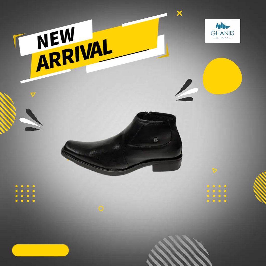 Sepatu Pantofel Boot Pria Bally Kulit Warna Hitam