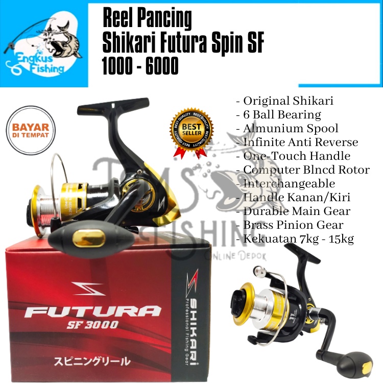 Reel Pancing Shikari Futura Spin SF 1000 - 6000 (6 Bearing) Murah Berkualitas - Engkus Fishing