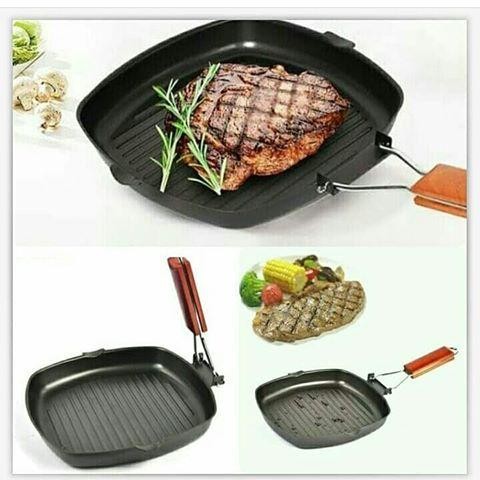 SQUARE GRILL PAN LIPAT COOKWARE PANCI PANGGANGAN BAKAR DAGING SOSIS