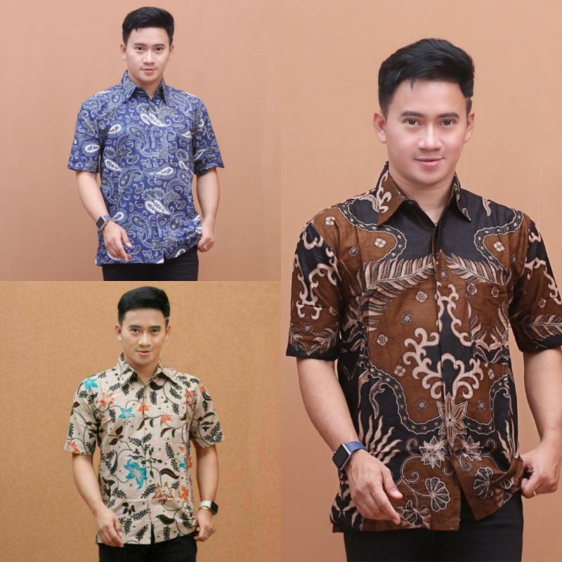 BAJU BATIK PRIA REGULER MODERN LENGAN PENDEK OB 514 SIZE M L XL XXL XXXL BATIK PRIA KANTOR