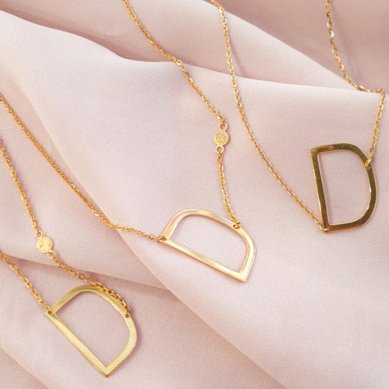 Kalung huruf D emas asli kadar 375, perhiasan, kalung dewasa, kalung huruf, kalung emas, emas asli, 