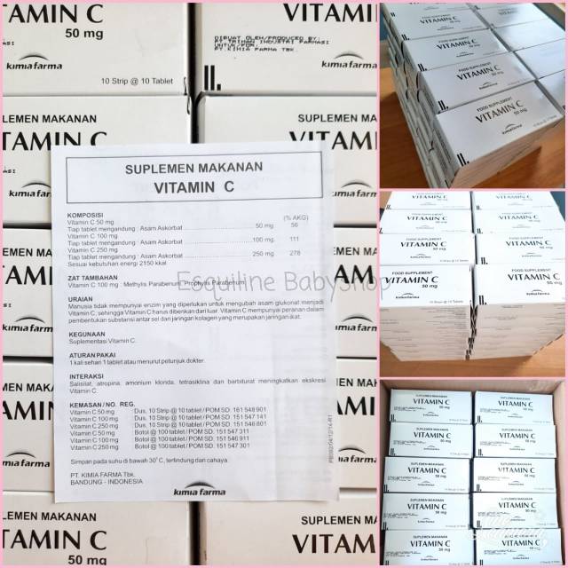 Vitamin C isi 100 tablet merk Kimia Farma 50 mg / Vit C 50mg kimia farma