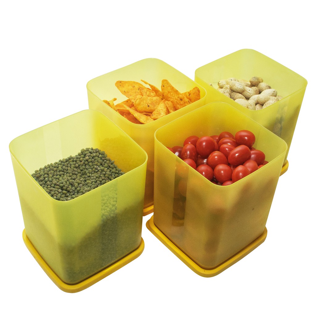 TOPLES KOTAK PANJANG PENYIMPANAN CALISTA JASMINE 4 PCS FOOD CONTAINER SET PLASTIK KULKAS SET TEMPAT BUMBU MAKAN SAYUR FOOD CONTAINER WADAH SAJI KUE TOPLES PENYIMPANAN BUAH TOPLES TEBAL TOPLES KEKINIAN