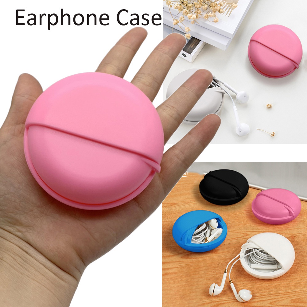 Suyou Pouch Hard Case Penyimpanan Kabel Data / Earphone Multifungsi Bentuk Bulat Bahan Abs