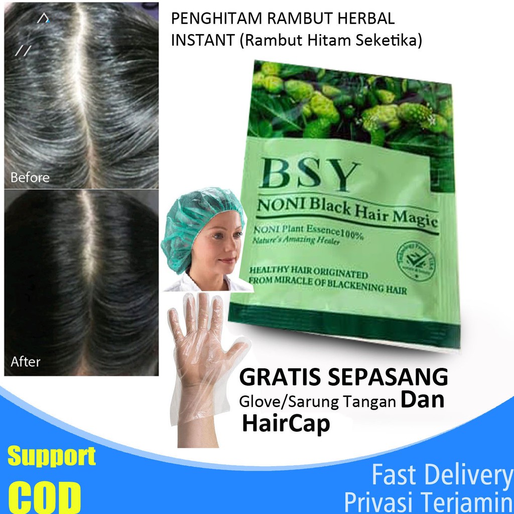 Penghitam Rambut Instan Shampo Hitam Mengkudu Shampo Penghitam Instan Permanen Black Hair Magic
