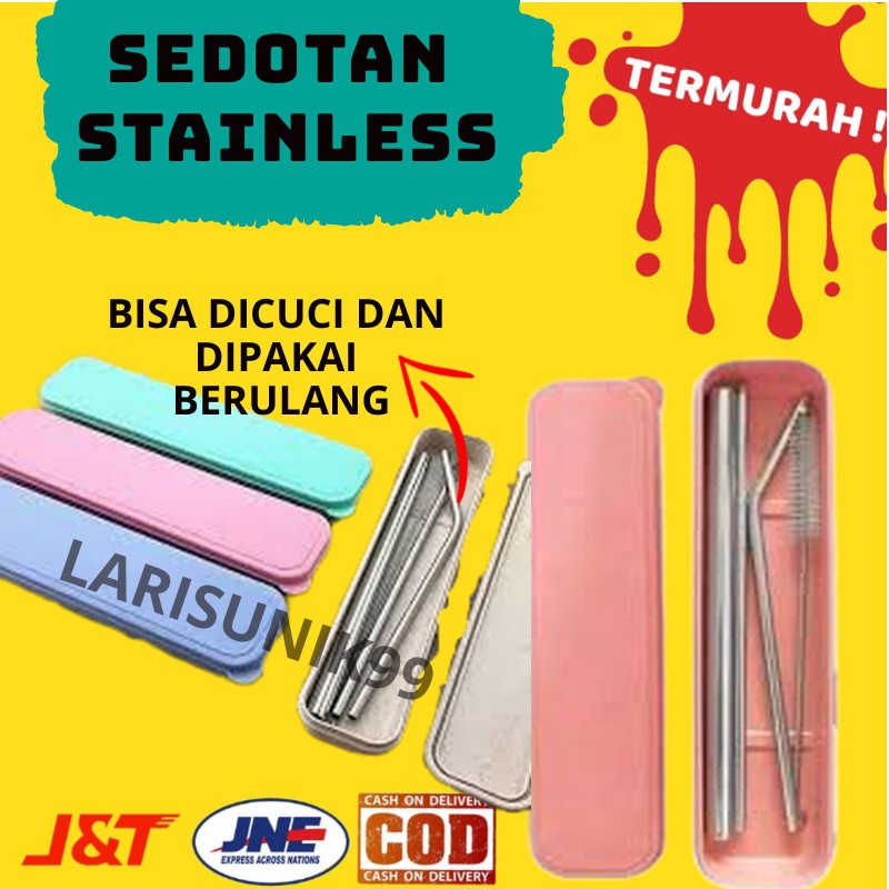 Sedotan Stainless Peralatan Minum Perlengkapan Minum Alat Minum Perlengkapan Traveling