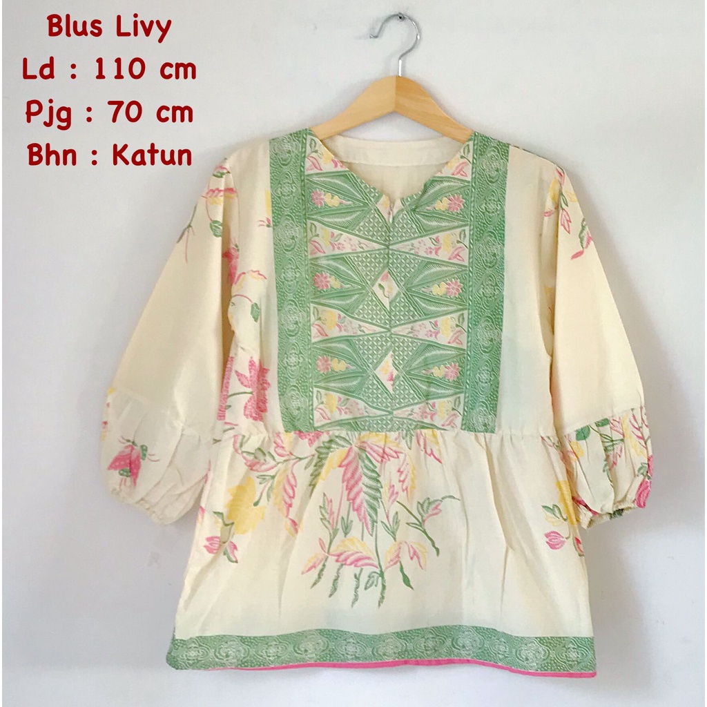 Blus livy batik solo atasan kerja blus wanita motif kekinian