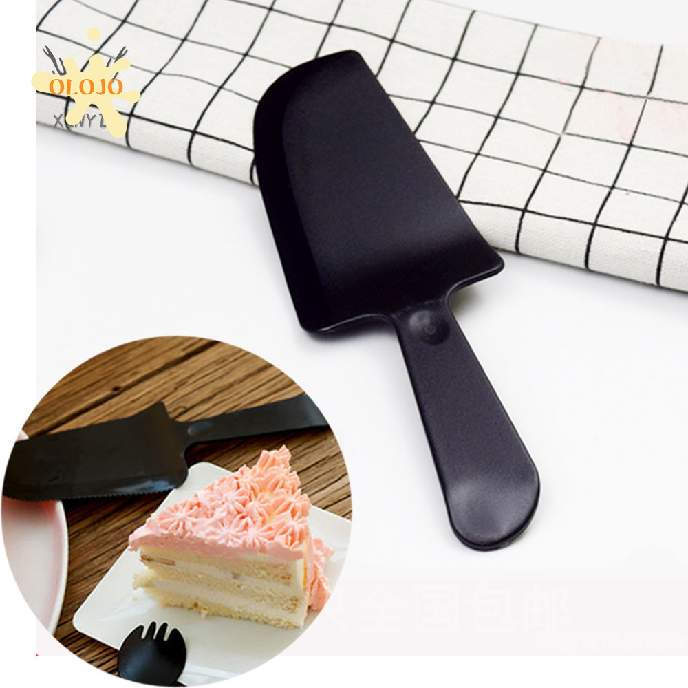 Olojo 1pc Spatula Plastik Hitam Penghalus Krim Icing Frosting