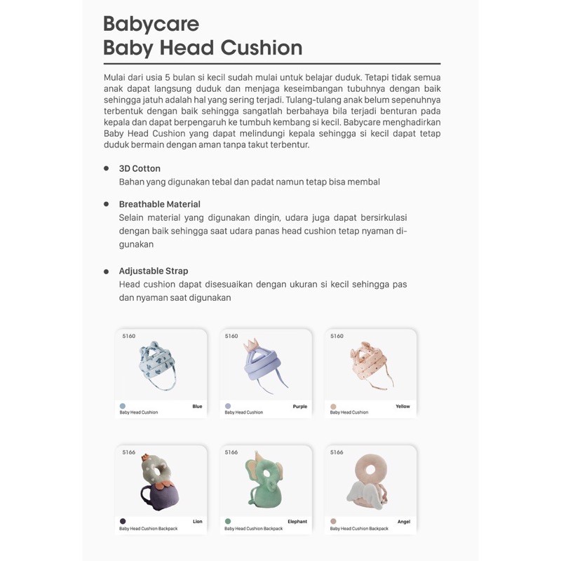 Babycare Head Cushion Backpack (Pelindung Kepala dan Punggung Bayi)