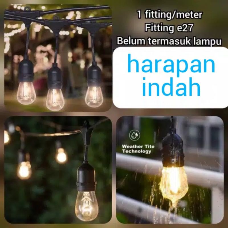 kabel Fitting Outdoor 10Meter 10Fitting Gantung Lampu Cafe