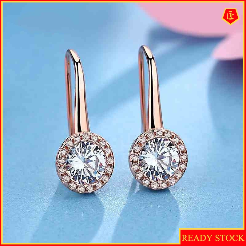 [Ready Stock]Creative Elegant New Inlaid Moissanite Stud Earrings