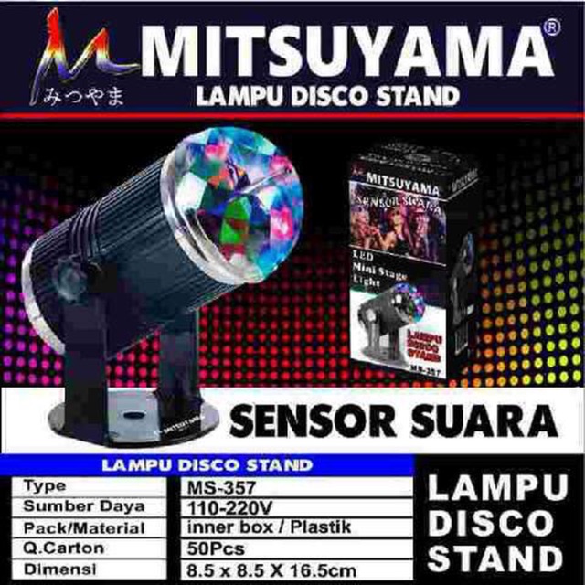 Lampu disco sensor suara + stand mitsuyama MS 357 / Lampu Disco LED MS-300NEW Lampu hias Led