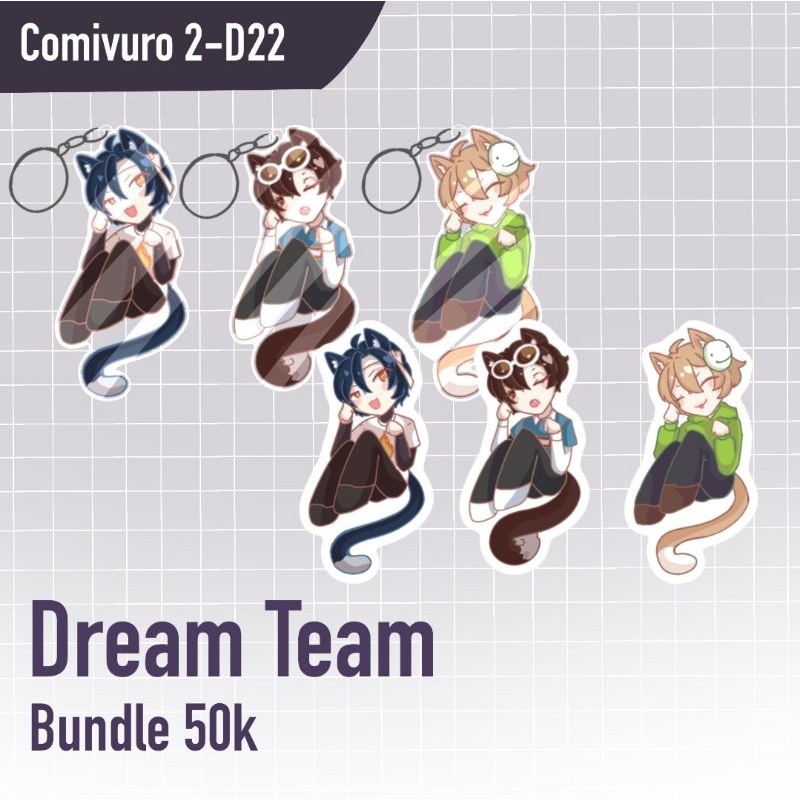 Dream SMP Dream Team Cat Boys MCYT Keychain and Sticker bundle