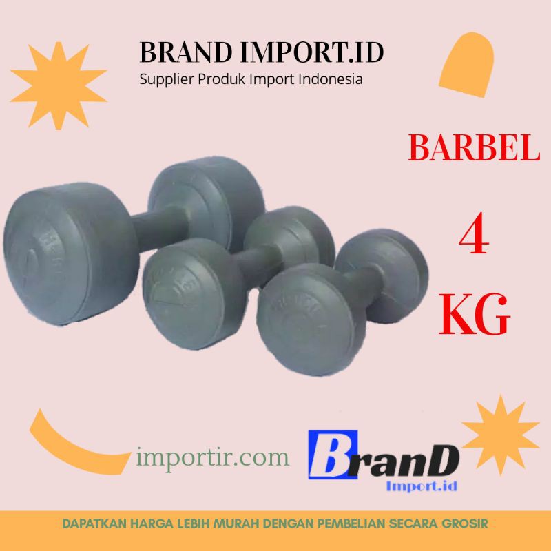 (MAINANKYU) bending barbel angkat berat 4 kg PVC plastik cor