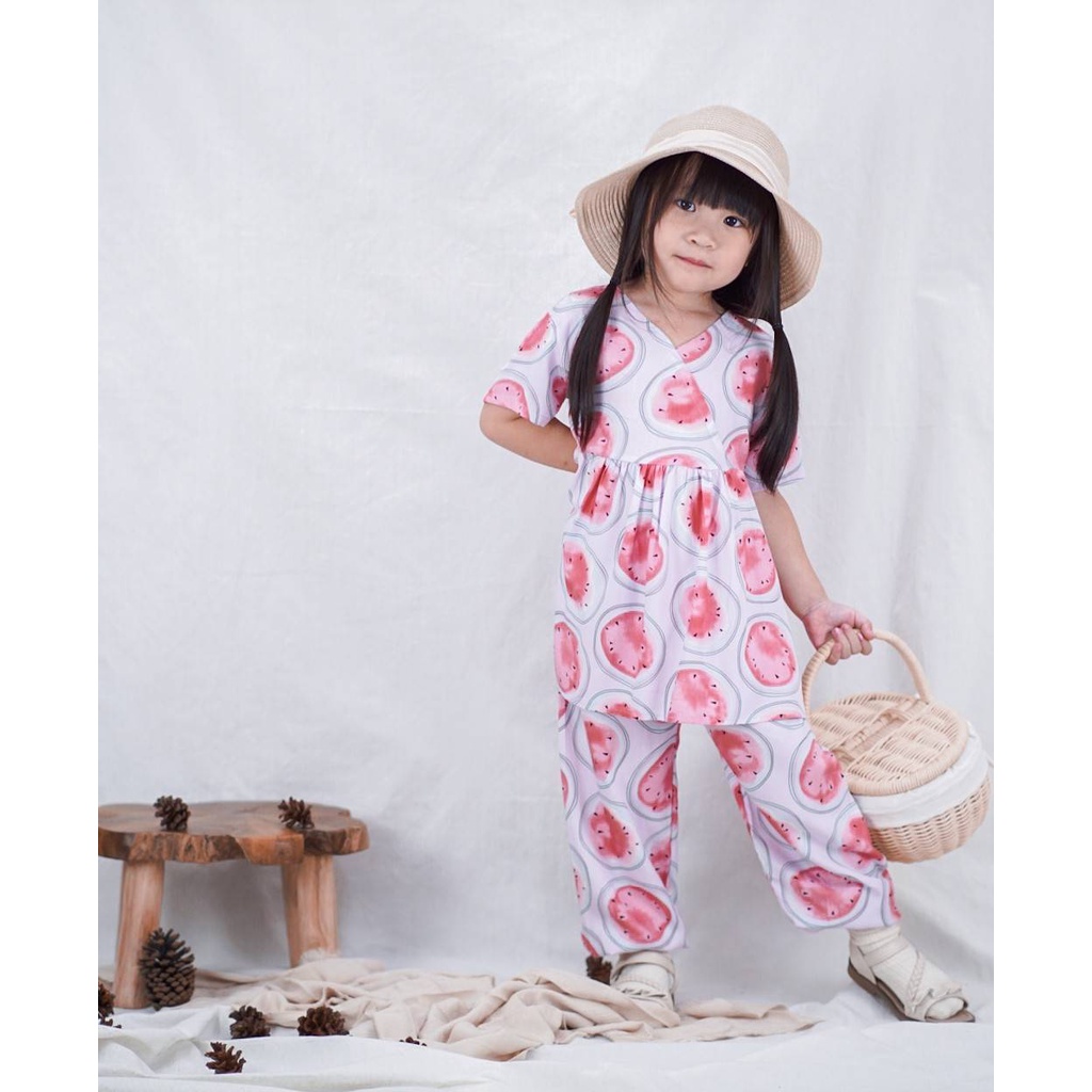 207 baju 4-5 tahun setelan rayon premium homey set anak tangan pendek celana panjang balita perempua