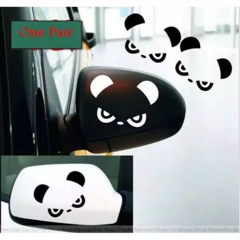 Stiker kaca spion mobil motif panda marah lucu