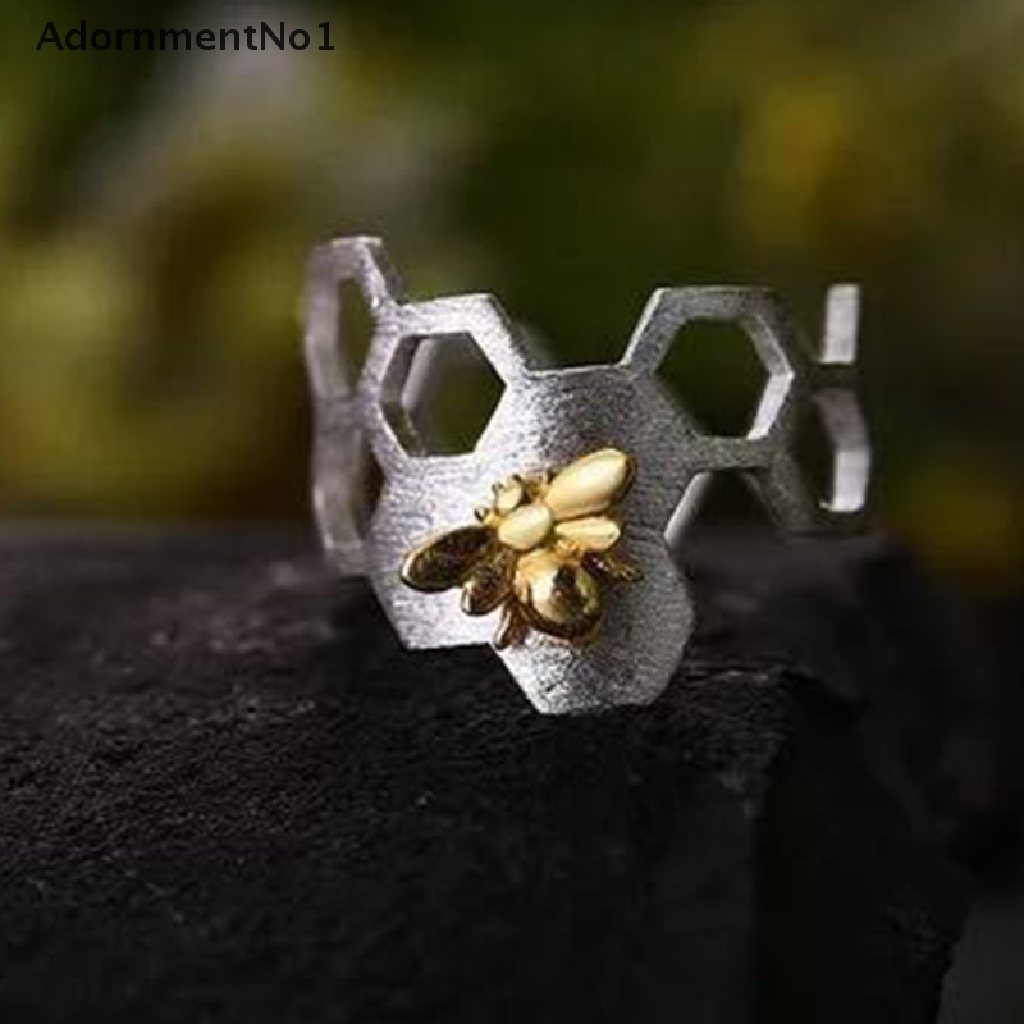 (AdornmentNo1) Cincin Terbuka Motif Sarang Lebah Aksen Hollow Untuk Perhiasan Wanita