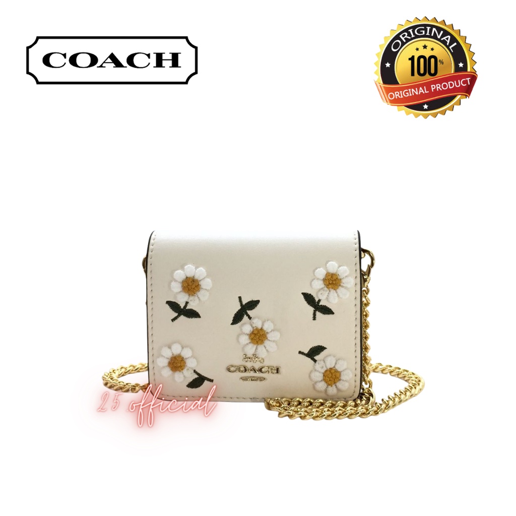 Dompet Wanita Coach Mini Wallet Daisy with Embroidered