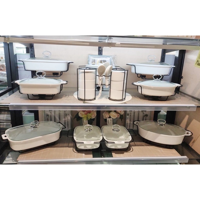 APPETITE CASSEROLE WITH LID / PRASMANAN KERAMIK PUTIH INFORMA / PENGHANGAT MAKANAN KERAMIK INFORMA