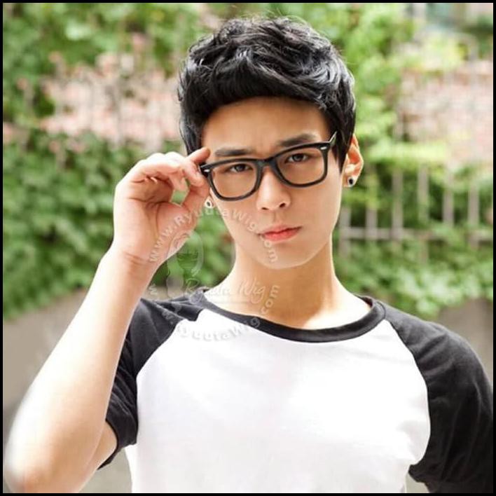 Wig Pria  Cowo Cowok  Pendek Jabrik Mohawk  Style  Korea Hitam 