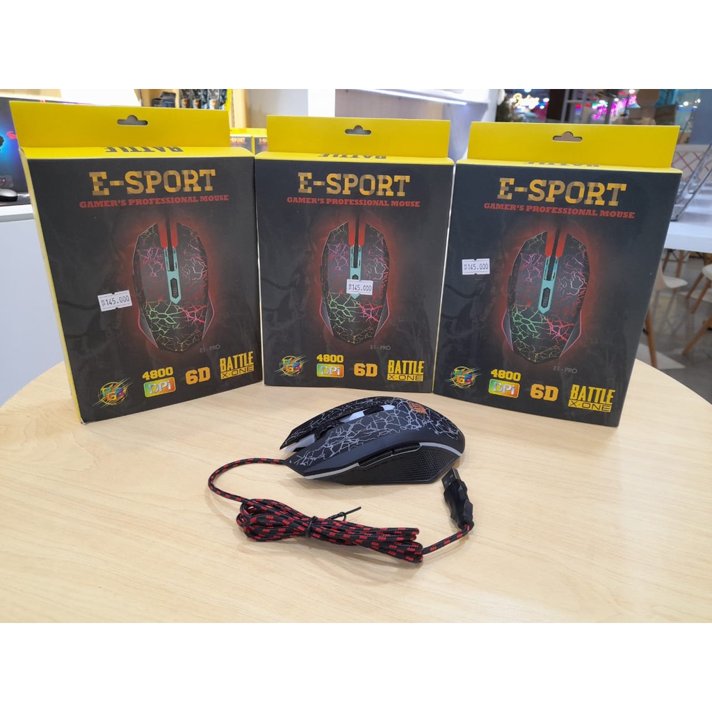 BATTLE X-ONE E1 PRO E-SPORT RGB 6D 4800 DPI GAMING MOUSE