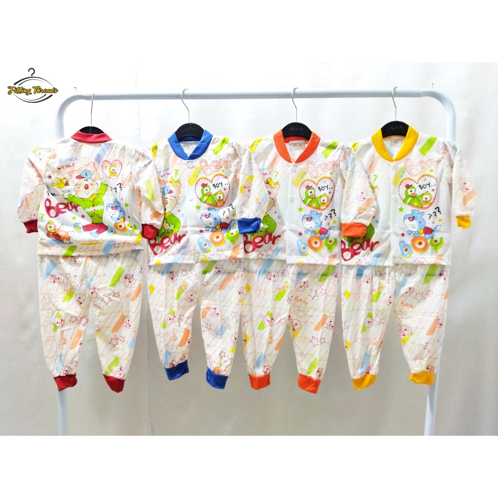 Setelan Baju Bayi Lengan Panjang Celana Panjang Kancing Depan / Set Piyama Baju Tidur Anak Bayi