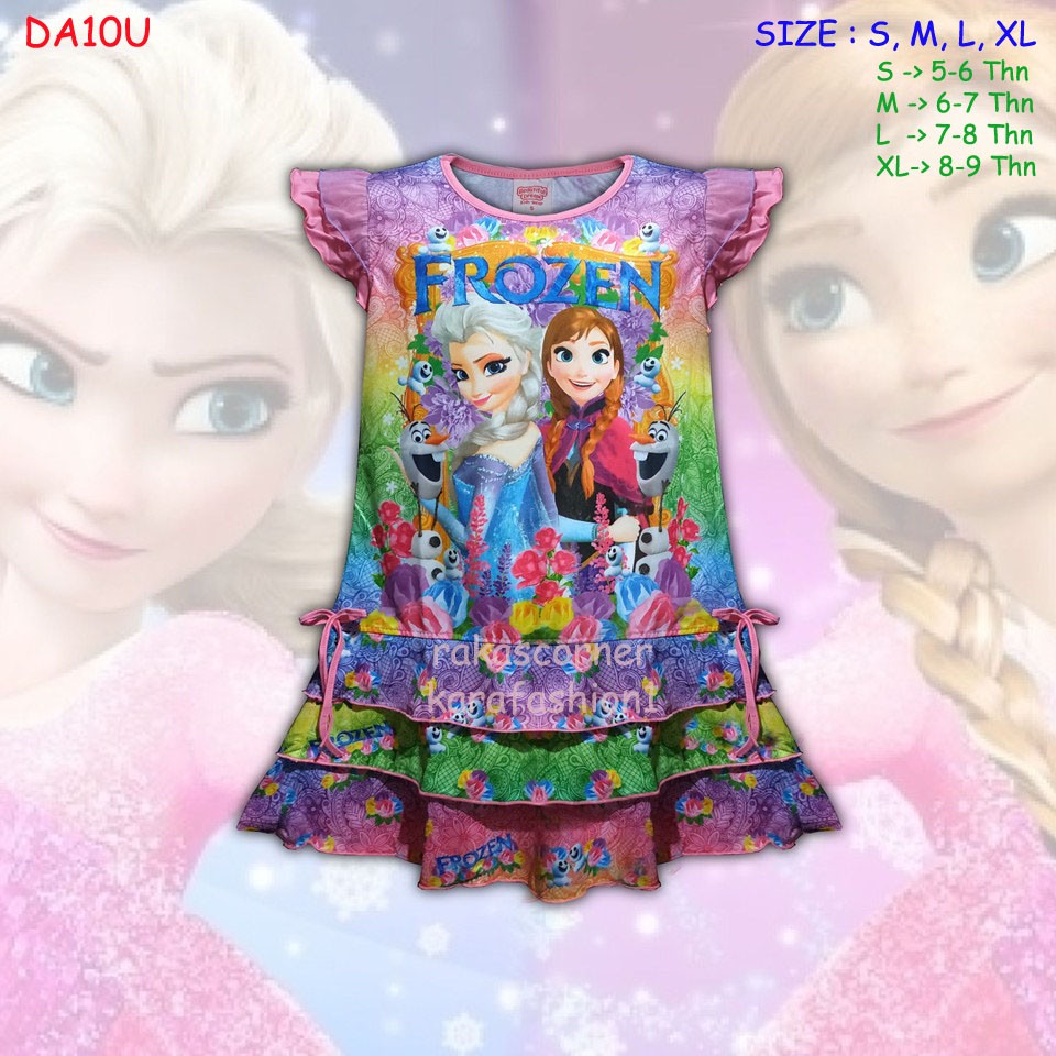 COD DA10U Daster Anak Frozen  Baju  Tidur  Anak Beautiful 