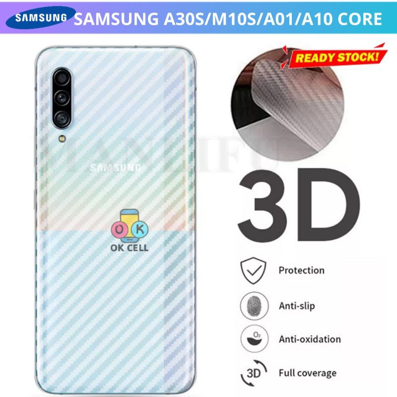 Back Skin Carbon 3D Samsung A30S M10S A01 A10 Core - Garskin Karbon Anti Gores Belakang Premium