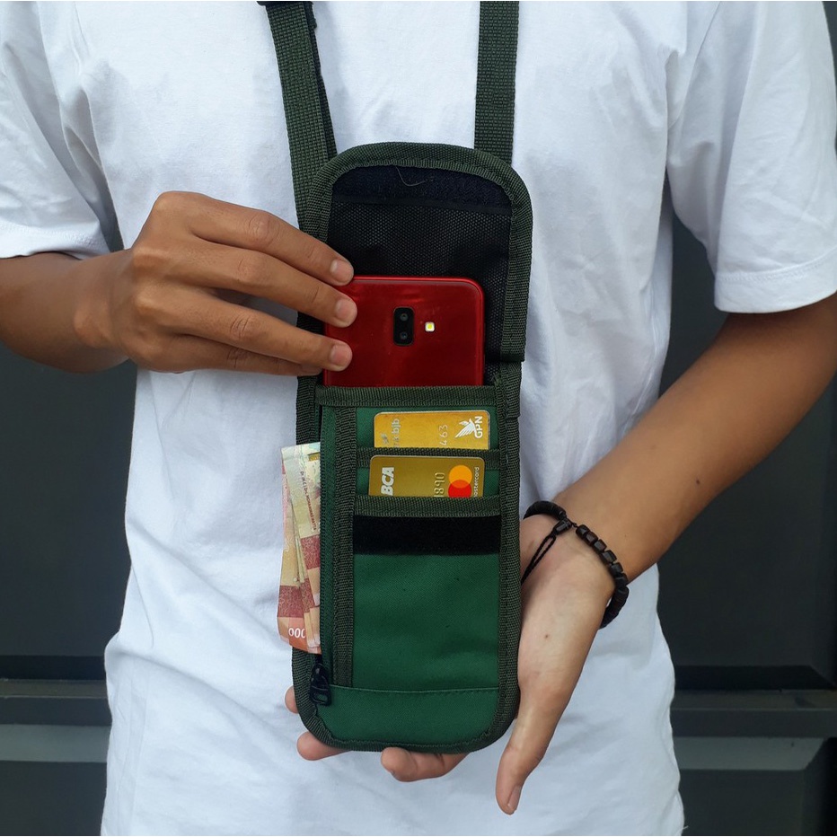 TAS HANGING WALLET - TAS GANTUNG LEHER - DOMPET HP PRIA - ALPHA