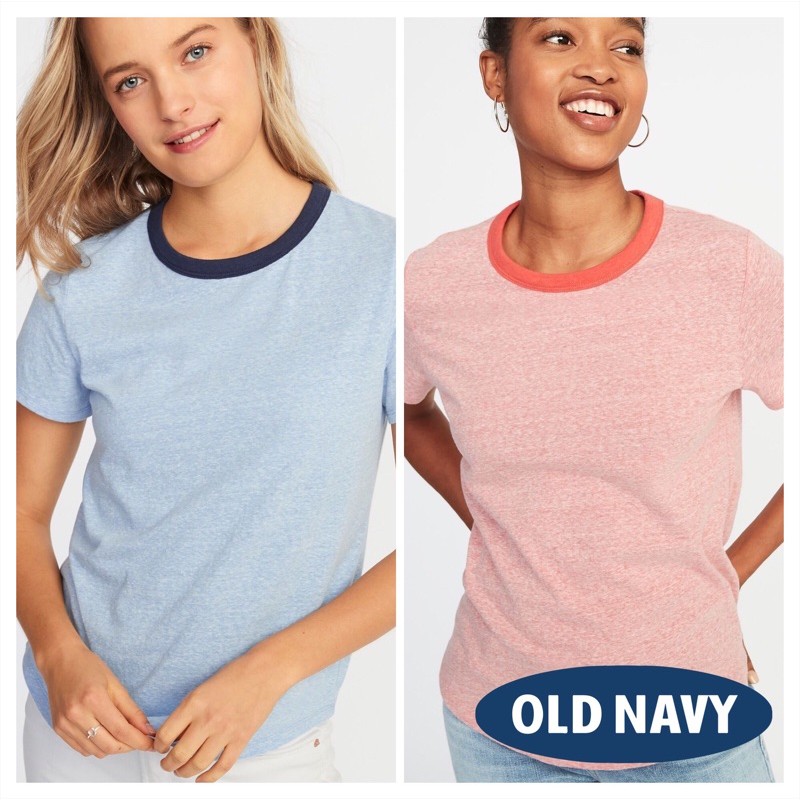 Old Navy Ringer Tee Kaos Polos Branded Sisa Ekspor Wanita