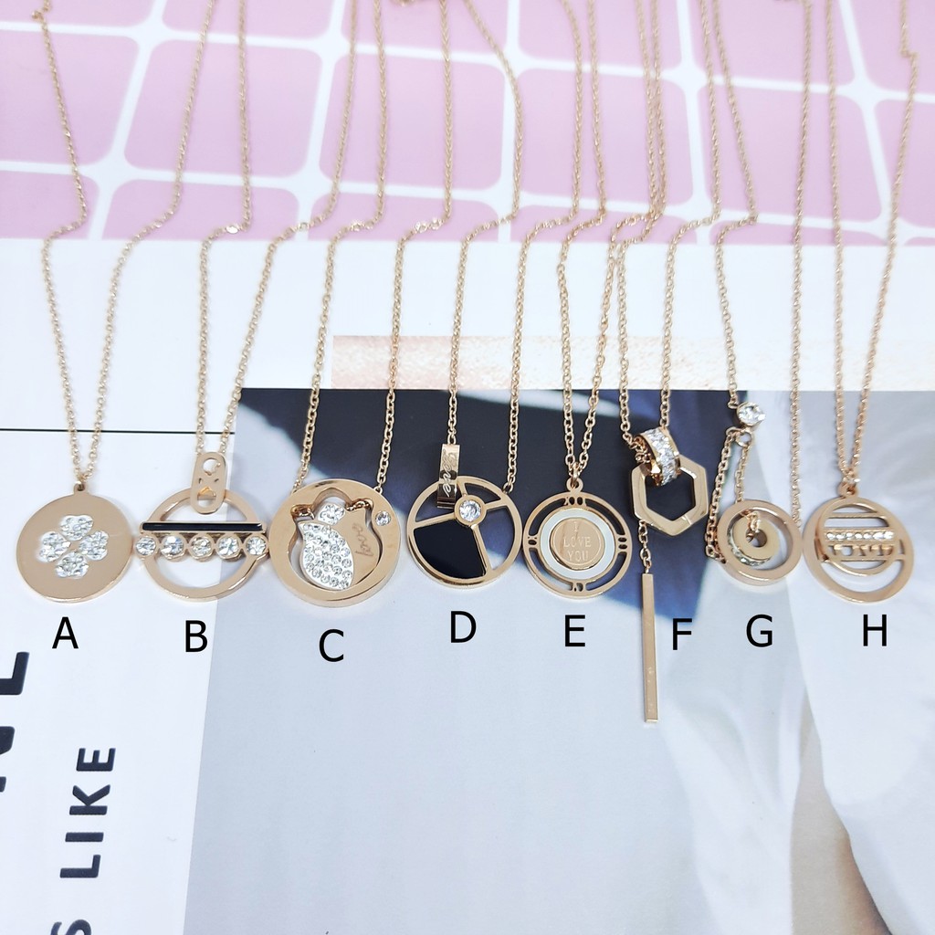 Kalung Titanium Korea Import Kdrama Kpop Fashion Perhiasan Rosegold - BN420