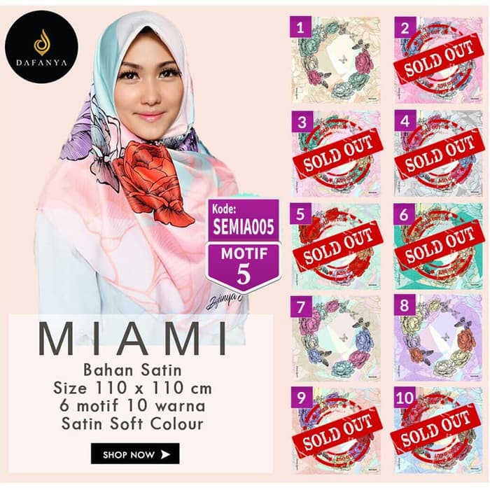 Jilbab Segiempat Miami Satin Motif 5 By Dafanya Original Premium Hijab