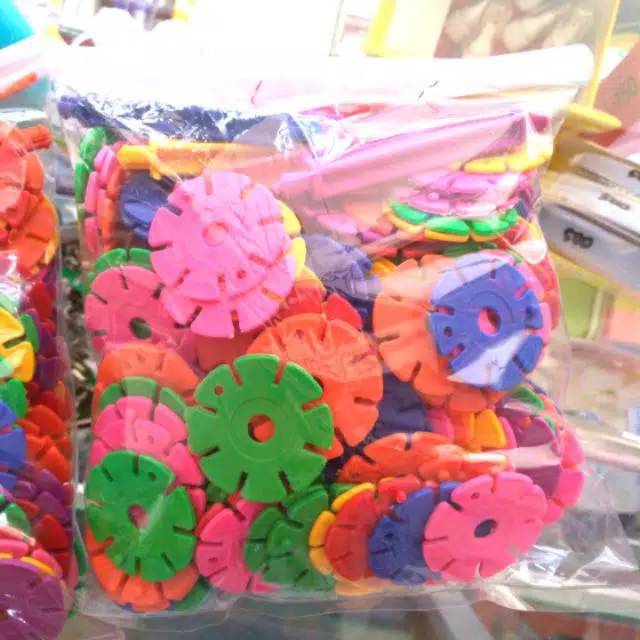 Lego bombrik lego jadul motif bunga bongkar pasang