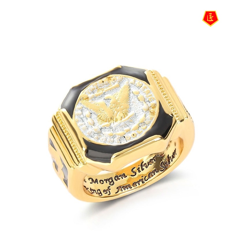 [Ready Stock]Personalized Classic Eagle Dollar Gold Ring