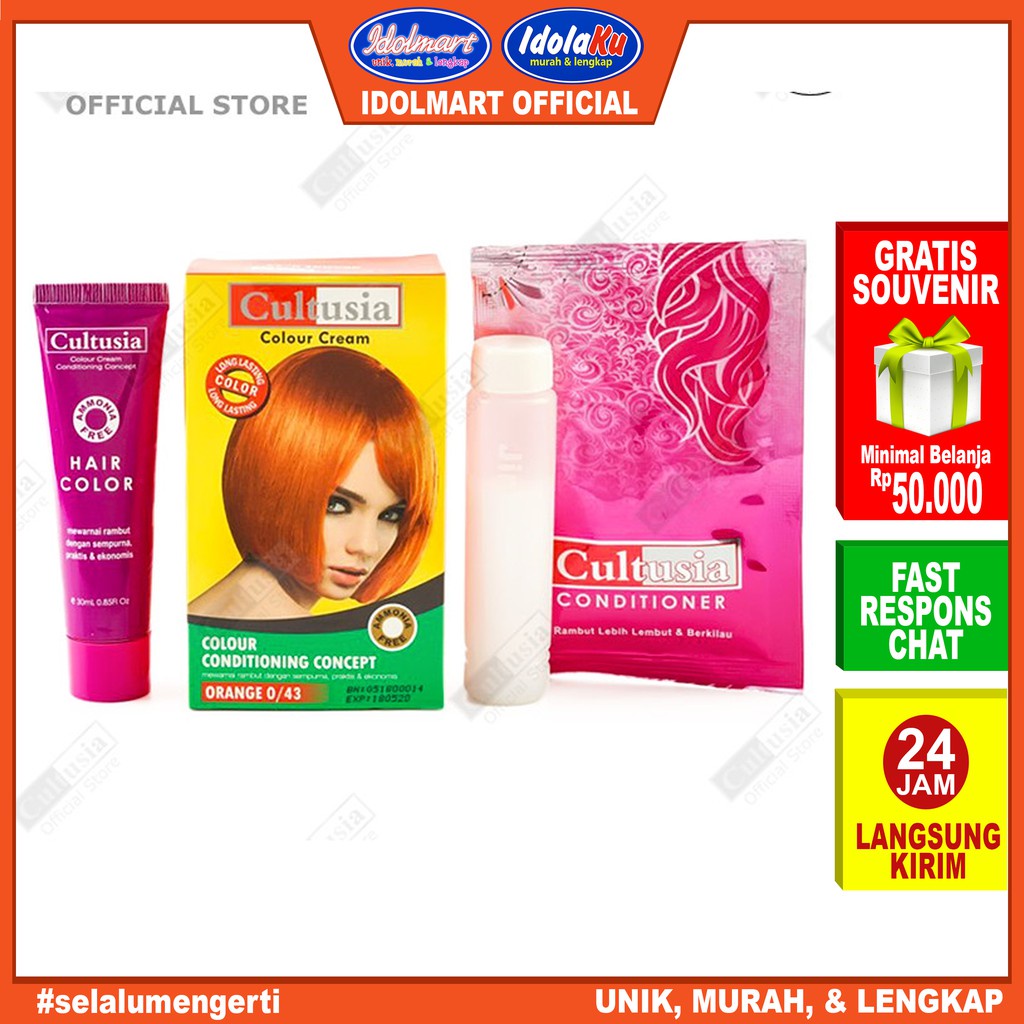 IDOLAKU Pewarna rambut Cultusia Hair Color Orange 0/43 30 ML