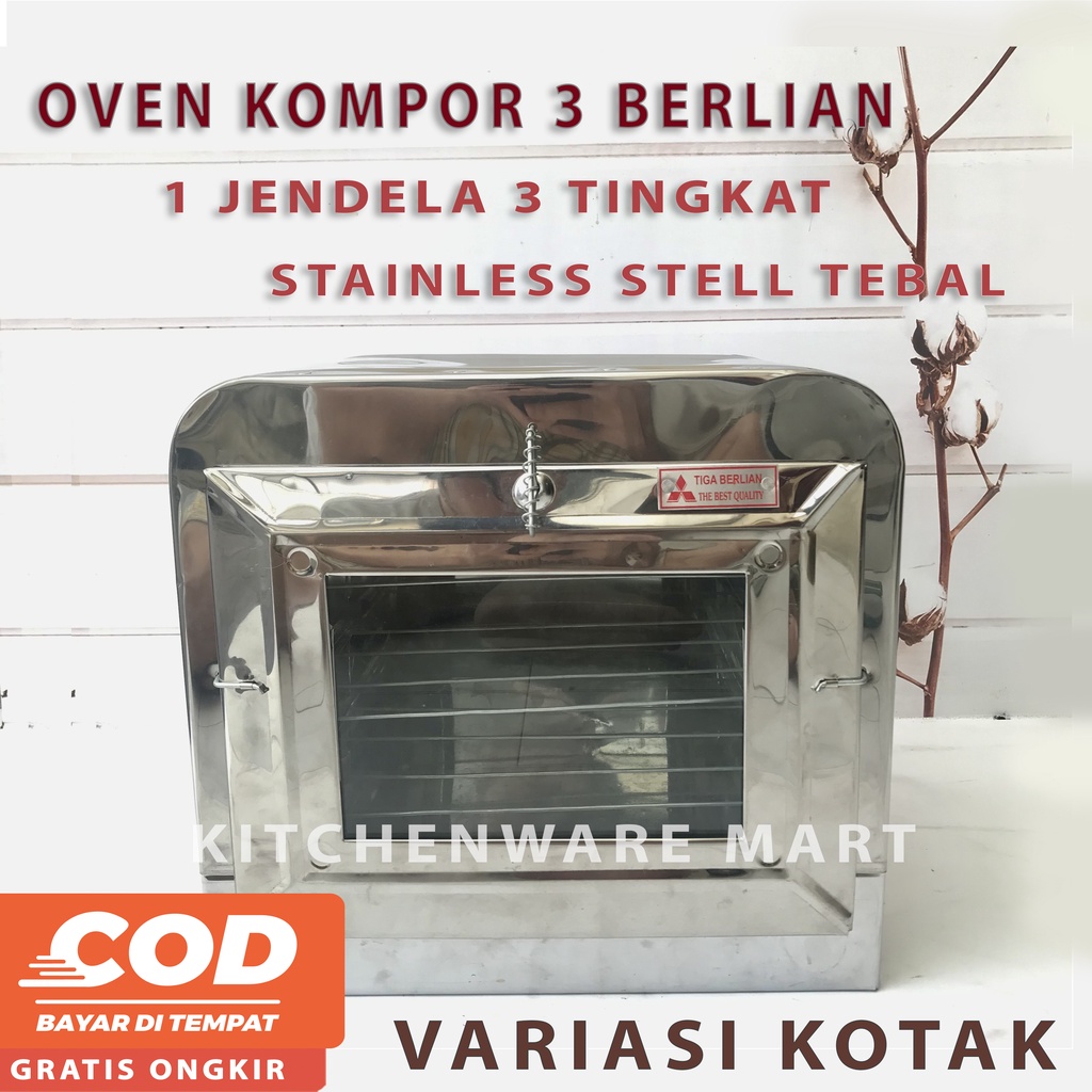 Oven Tangkring Kompor Oven Kue 3 Susun Anti Karat Bahan Stenless- OVEN KUE KOMPOR MANUAL TIGA BERLIAN BESAR  STAINLESS STEEL 3 SUSUN TANGKRINGAN