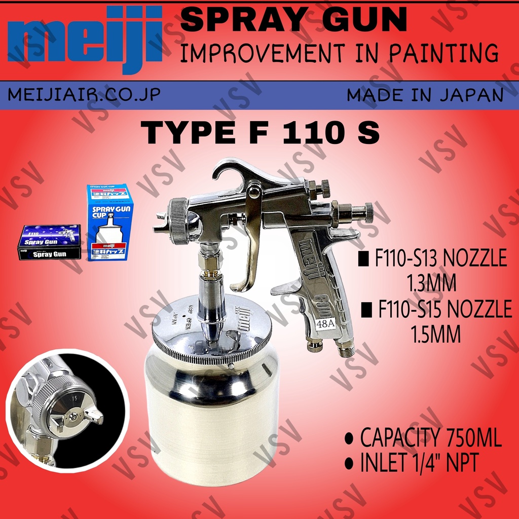 Meiji Spray gun F110-S15  / F110-S13 Spet cat Semprotan cat tabung bawah JAPAN