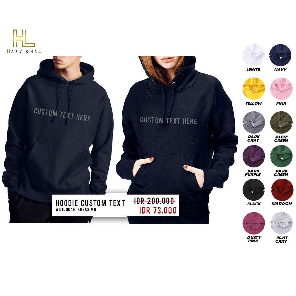 Parisdivarious Sweater Hoodie Jemper Custom Text Depan Bahan Fleece Size S - XXL (Pria &amp; Wanita)