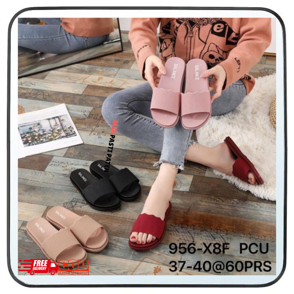 COD sandal jelly wanita produk impor model selop tahan air anti slip merk balance cms-956 ukuran 37-41