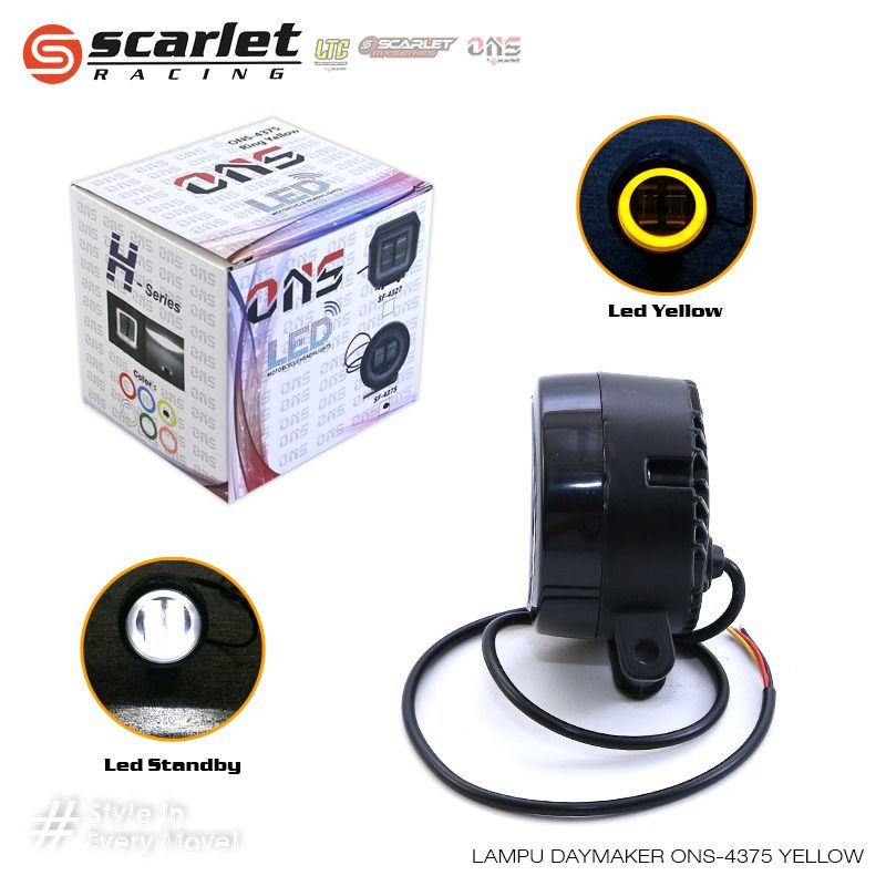 Lampu Tembak Daymaker 4375 SCARLET RACING ONS Putih Kuning Biru