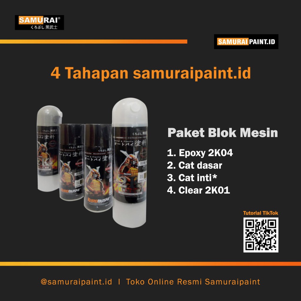 Paket Blok Mesin, Samuraipaint.id , samuraipaint , Cat semprot , Pylox samurai , cat motor