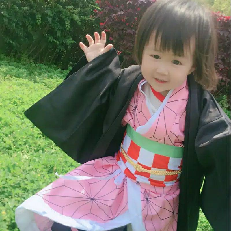 COSTUME KIDS COSPLAY NEZUKO KIMETSU NO YAIBA HAORI YUKATA KIMONO JEPANG ANIME