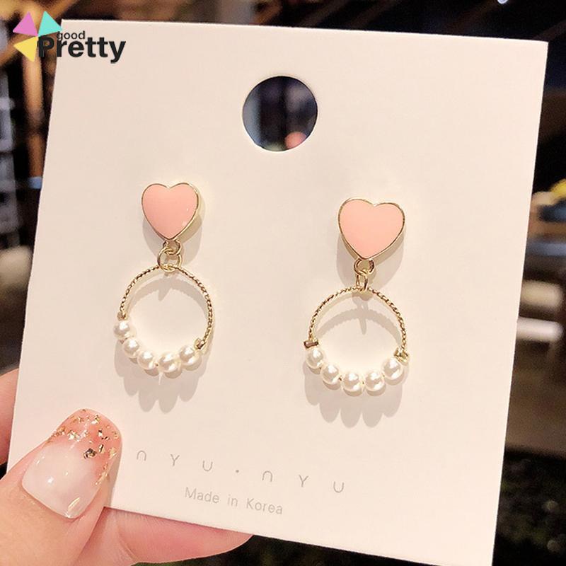 Anting geometris cincin kecil anting -anting mutiara cinta manis - PD