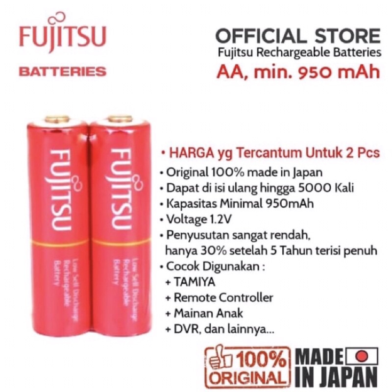 Battery Fujitsu, Baterai Fujitsu, Baterai Tamiya AA 950 mAh (ORIGINAL)