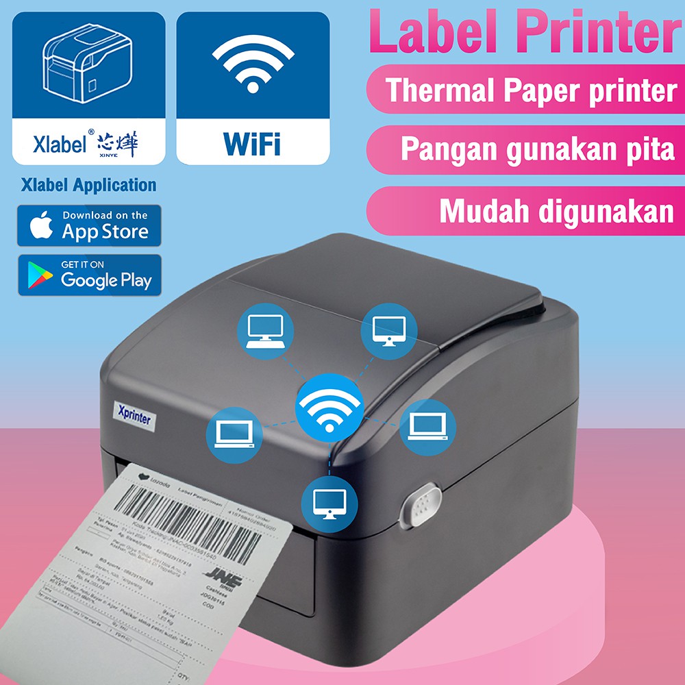 PRINTER BARCODE LABEL  THERMAL PRINTER LABEL4.25inch 203DPI  ( BLACK ) WIFI USB XP-420B